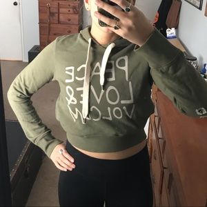 Peace Love & Volcom Cropped Hoodie